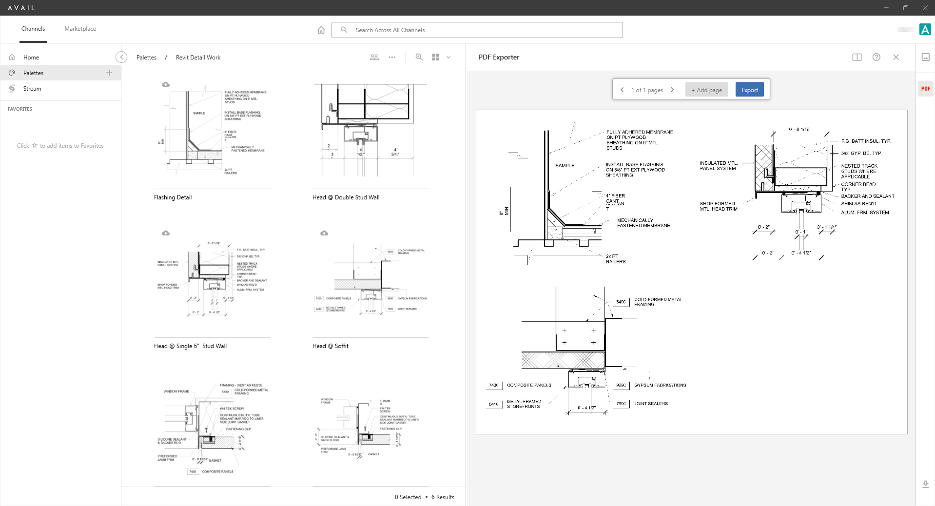 Palettes give all AVAIL users the power to curate unique lists of content. Paired with the PDF Exporter feature, elements from a Palette can be exported into a PDF for easy markup.