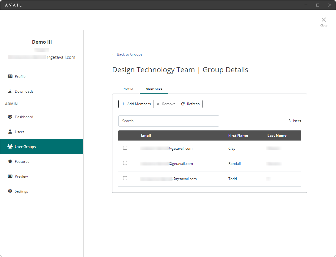 AVAIL User Groups promote simpler sharing by giving you the power to create custom groups and map Active Directory groups.