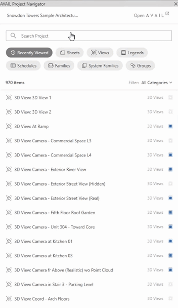 AVAIL’s Project Navigator for Revit makes it easy to find equipment files in a Revit project.